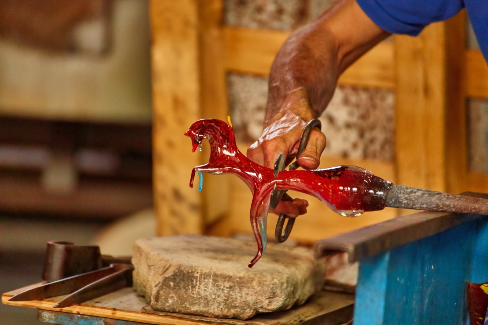 Murano glass being worked in Venice